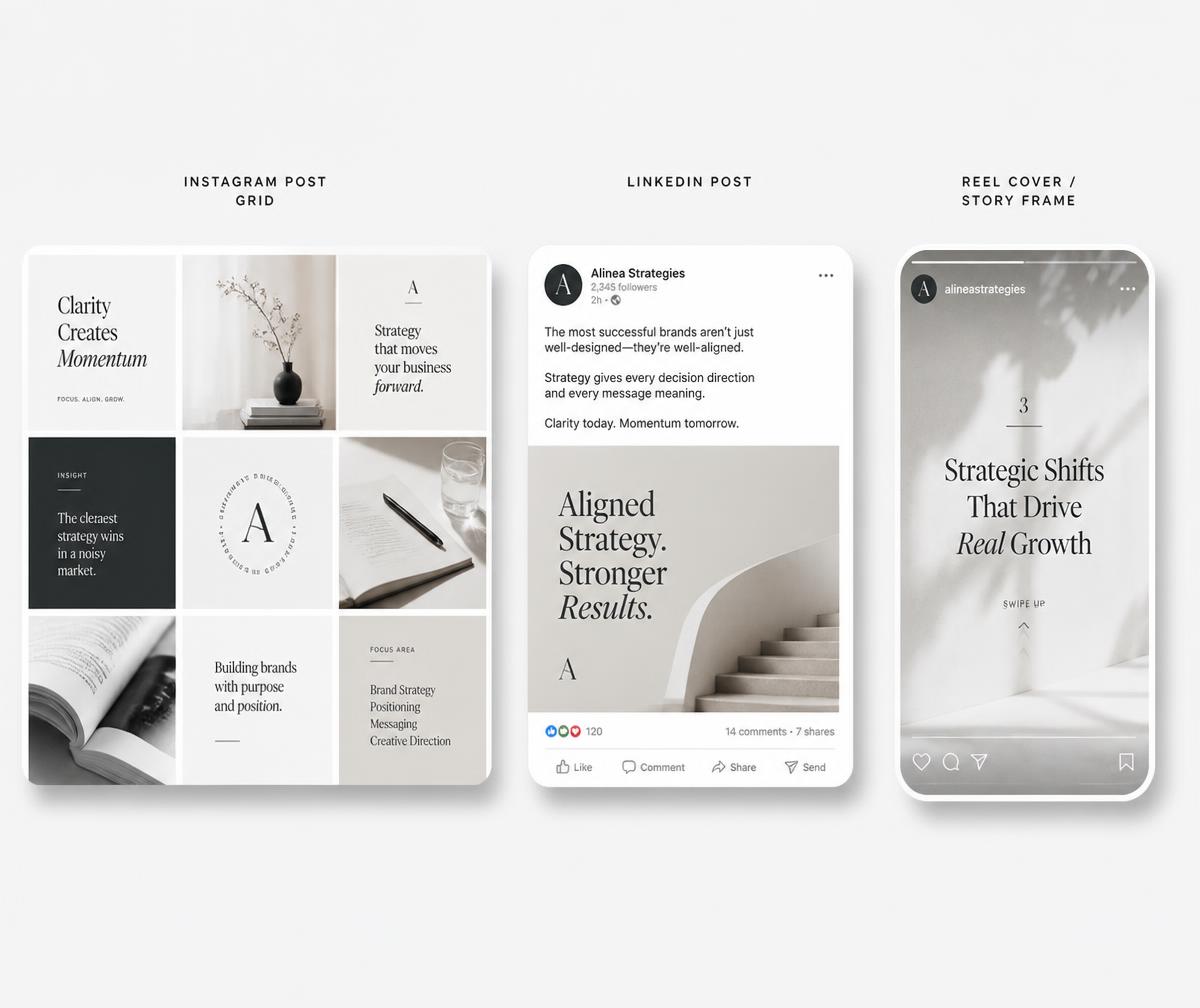 Instagram, LinkedIn and reel content previews from an Evolix social media program